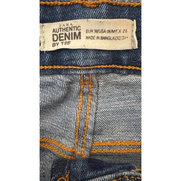 2/$30 ZARA Size 6 Authentic Denim TRF Womens Mid-Rise Distressed Skinny Jeans - Picture 3 of 14